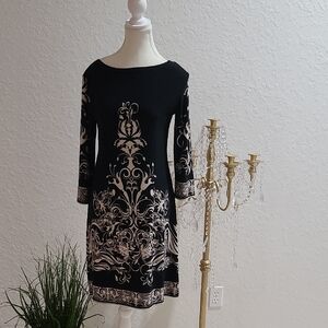 Forever 21 Black and Cream Long Sleeve Dress